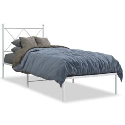 Berkfield Home Metal Bed Frame without Mattress with Headboard White 80x200cm - Size: 80x200 cm - thumbnail 2