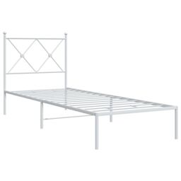 Berkfield Home Metal Bed Frame without Mattress with Headboard White 80x200cm - Size: 80x200 cm - thumbnail 3