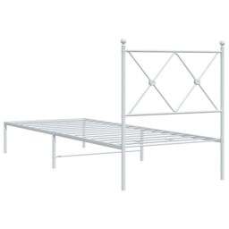 Berkfield Home Metal Bed Frame without Mattress with Headboard White 80x200cm - Size: 80x200 cm - thumbnail 6