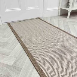 runrug Carpet Runner Rug - Indoor/Outdoor, Reversible, 2mm - 'Illusion' in Brown - Size: 60 cm x 150 cm - thumbnail 1