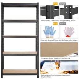 Kelvenix 180cm x 90cm x 40cm 5-Tier Garage Shelving Unit Heavy Duty in Black - Size: 0.6m2 - thumbnail 2
