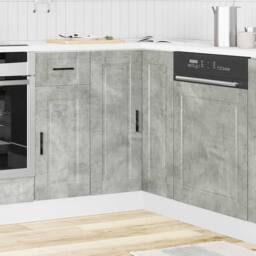 Berkfield Home Kitchen Corner Base Cabinet¬†Porto Concrete Grey Engineered Wood