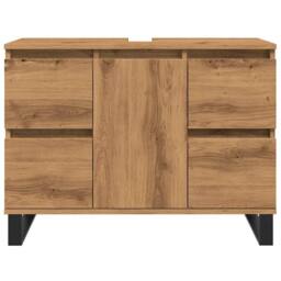 Berkfield Home Bathroom Sink Cabinet Artisan Oak 80x33x60 cm Engineered Wood in Brown - Size: 80 x 33 x 60 cm - thumbnail 4