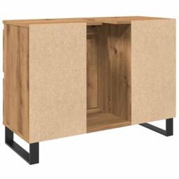 Berkfield Home Bathroom Sink Cabinet Artisan Oak 80x33x60 cm Engineered Wood in Brown - Size: 80 x 33 x 60 cm - thumbnail 6