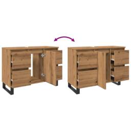 Berkfield Home Bathroom Sink Cabinet Artisan Oak 80x33x60 cm Engineered Wood in Brown - Size: 80 x 33 x 60 cm - thumbnail 9
