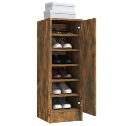 Berkfield Home Shoe Cabinet Smoked Oak 32x35x92 cm Engineered Wood in Brown - Size: 32 x 35 x 92 cm - thumbnail 4