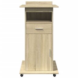 Berkfield Home Lectern with Wheels & Drawer Sonoma Oak 55x55x107 cm Engineered Wood in Brown - Size: 55 x 55 x 107 cm - thumbnail 4