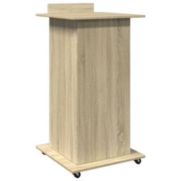 Berkfield Home Lectern with Wheels & Drawer Sonoma Oak 55x55x107 cm Engineered Wood in Brown - Size: 55 x 55 x 107 cm - thumbnail 6