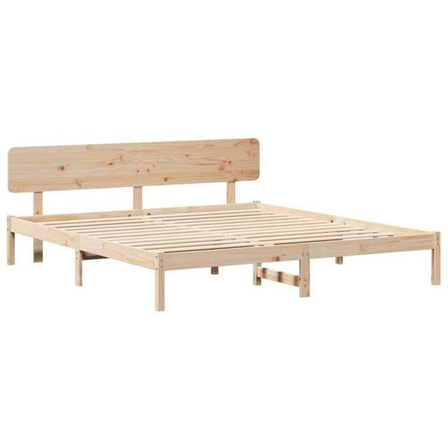 Berkfield Home Bed Frame with Headboard 180x200 cm Solid Pine Wood in Beige - image 1