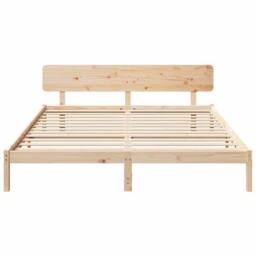 Berkfield Home Bed Frame with Headboard 180x200 cm Solid Pine Wood in Beige - thumbnail 5