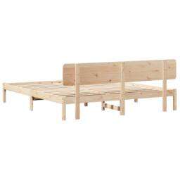 Berkfield Home Bed Frame with Headboard 180x200 cm Solid Pine Wood in Beige - thumbnail 7