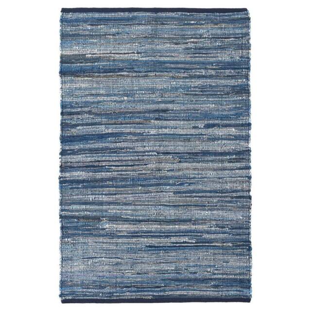 Bravich LTD Handwoven Cotton Chindi Rag Area Rug Flat Weave Reversible in Indigo - Size: 60 cm x 90 cm - image 1