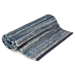 Bravich LTD Handwoven Cotton Chindi Rag Area Rug Flat Weave Reversible in Indigo - Size: 60 cm x 90 cm - thumbnail 2