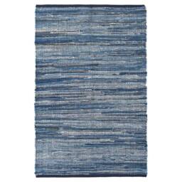 Bravich LTD Handwoven Cotton Chindi Rag Area Rug Flat Weave Reversible in Indigo - Size: 60 cm x 90 cm