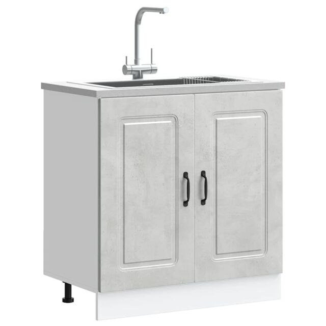 Berkfield Home Sink Base Cabinet Kalmar Concrete Grey 80x46x81.5 cm Engineered Wood - image 1