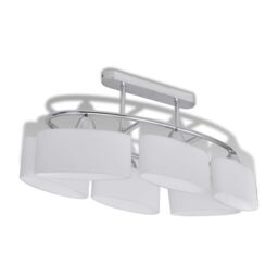 Berkfield Home Ceiling Lamp with Ellipsoid Glass Shades 2 pcs E14 in White - thumbnail 4