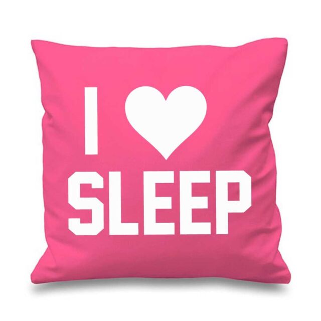 "60 SECOND MAKEOVER Pink Cushion Cover I Love Sleep 16"" x 16"" Daughter Friend Gift Decorative Cushion Home Horse Equestrian - Size: 40 cm x 40 cm"