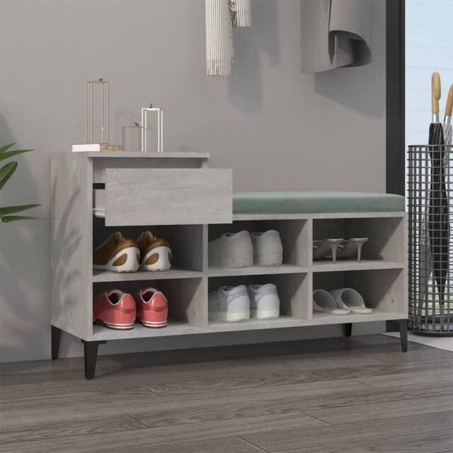 Berkfield Home Shoe Cabinet Concrete Grey 102x36x60 cm Engineered Wood - Size: 102 x 36 x 60 cm - image 1