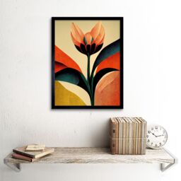 "Artery8 Wall Art Print Abstract Flower Art Deco Symmetry Painting Art Framed in Black - Size: W12"" x H16""" - thumbnail 2