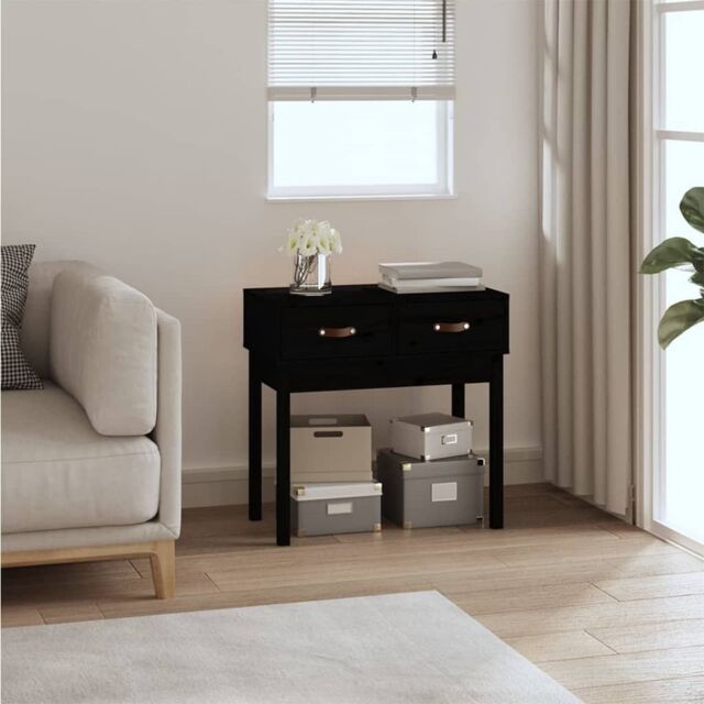 Berkfield Home Console Table Black 76.5x40x75 cm Solid Wood Pine - image 1