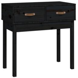 Berkfield Home Console Table Black 76.5x40x75 cm Solid Wood Pine - thumbnail 2