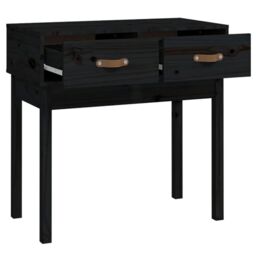 Berkfield Home Console Table Black 76.5x40x75 cm Solid Wood Pine - thumbnail 4