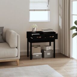Berkfield Home Console Table Black 76.5x40x75 cm Solid Wood Pine - thumbnail 6