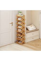 H&O Direct 8-Tier Bamboo Folding Shoe Rack in Light Bronze - thumbnail 2