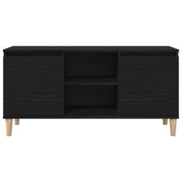 Berkfield Home TV Cabinet with Wooden Leg Black Oak 102x35x50 cm - Size: 102 x 35 x 50 cm - thumbnail 7