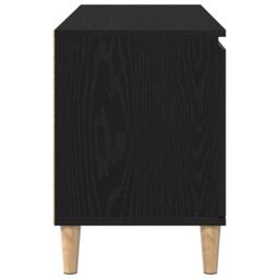 Berkfield Home TV Cabinet with Wooden Leg Black Oak 102x35x50 cm - Size: 102 x 35 x 50 cm - thumbnail 8