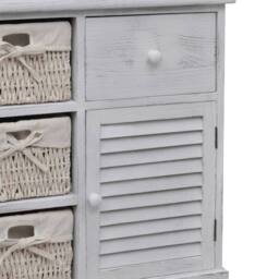 Berkfield Home Wooden Cabinet 3 Left Weaving Baskets White - thumbnail 5