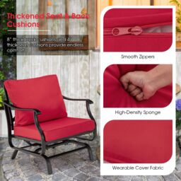 Costway 3 Piece Rocking Chair & Table Set, Patio Bistro Set Glider Rocker Seat in Red - thumbnail 7