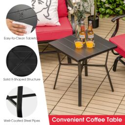 Costway 3 Piece Rocking Chair & Table Set, Patio Bistro Set Glider Rocker Seat in Red - thumbnail 6