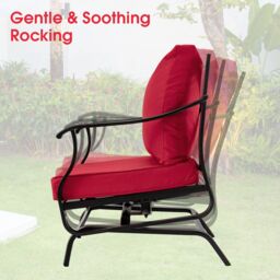 Costway 3 Piece Rocking Chair & Table Set, Patio Bistro Set Glider Rocker Seat in Red - thumbnail 5