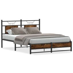 Berkfield Home Bed Frame without Mattress Smoked Oak 150x200 cm King Size Engineered Wood in Brown - thumbnail 2