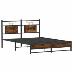 Berkfield Home Bed Frame without Mattress Smoked Oak 150x200 cm King Size Engineered Wood in Brown - thumbnail 3