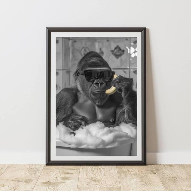 60 SECOND MAKEOVER Gorilla Banana Phone Quirky Animal Print - Size: A4 - image 1