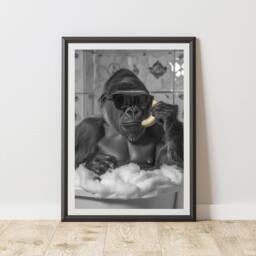 60 SECOND MAKEOVER Gorilla Banana Phone Quirky Animal Print - Size: A4 - thumbnail 1
