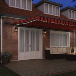 Berkfield Home Manual Retractable Awning with LED Orange & Brown 600x300 cm - thumbnail 1