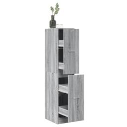 Berkfield Home Apothecary Cabinet Grey Sonoma 30x41x144.5 cm Engineered Wood - thumbnail 2