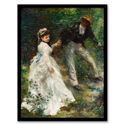 Artery8 Pierre Auguste Renoir Framed Wall Art Print The Promenade Couple in Green - Size: A4 - thumbnail 1