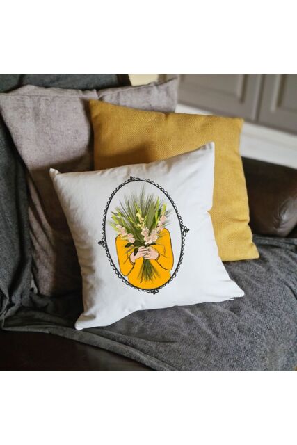 Afewhometruths August Birth Flower Cushion in Off-White - Size: 40 cm x 40 cm
