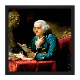 "Artery8 Wall Art Print Martin Portrait Founding Father Benjamin Franklin Painting Square Framed Picture 16X16 Inch in Black - Size: W16"" x H16""" - thumbnail 1