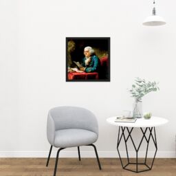 "Artery8 Wall Art Print Martin Portrait Founding Father Benjamin Franklin Painting Square Framed Picture 16X16 Inch in Black - Size: W16"" x H16""" - thumbnail 2