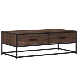 Berkfield Home Coffee Table Brown Oak 100x50x35 cm Engineered Wood & Metal - Size: 100 x 50 x 35 cm - thumbnail 2