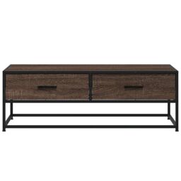 Berkfield Home Coffee Table Brown Oak 100x50x35 cm Engineered Wood & Metal - Size: 100 x 50 x 35 cm - thumbnail 5