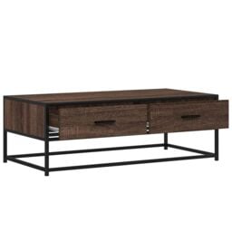 Berkfield Home Coffee Table Brown Oak 100x50x35 cm Engineered Wood & Metal - Size: 100 x 50 x 35 cm - thumbnail 8
