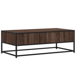 Berkfield Home Coffee Table Brown Oak 100x50x35 cm Engineered Wood & Metal - Size: 100 x 50 x 35 cm - thumbnail 7