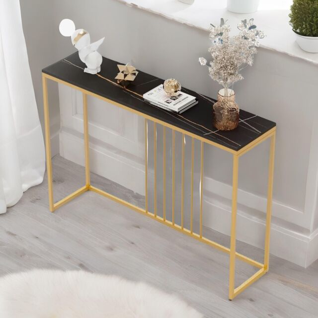 FURNOS Marble Console Table Hallway Entryway Furniture in Black - image 1
