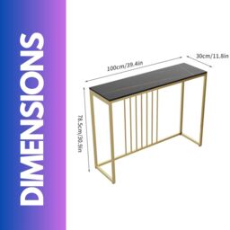 FURNOS Marble Console Table Hallway Entryway Furniture in Black - thumbnail 5
